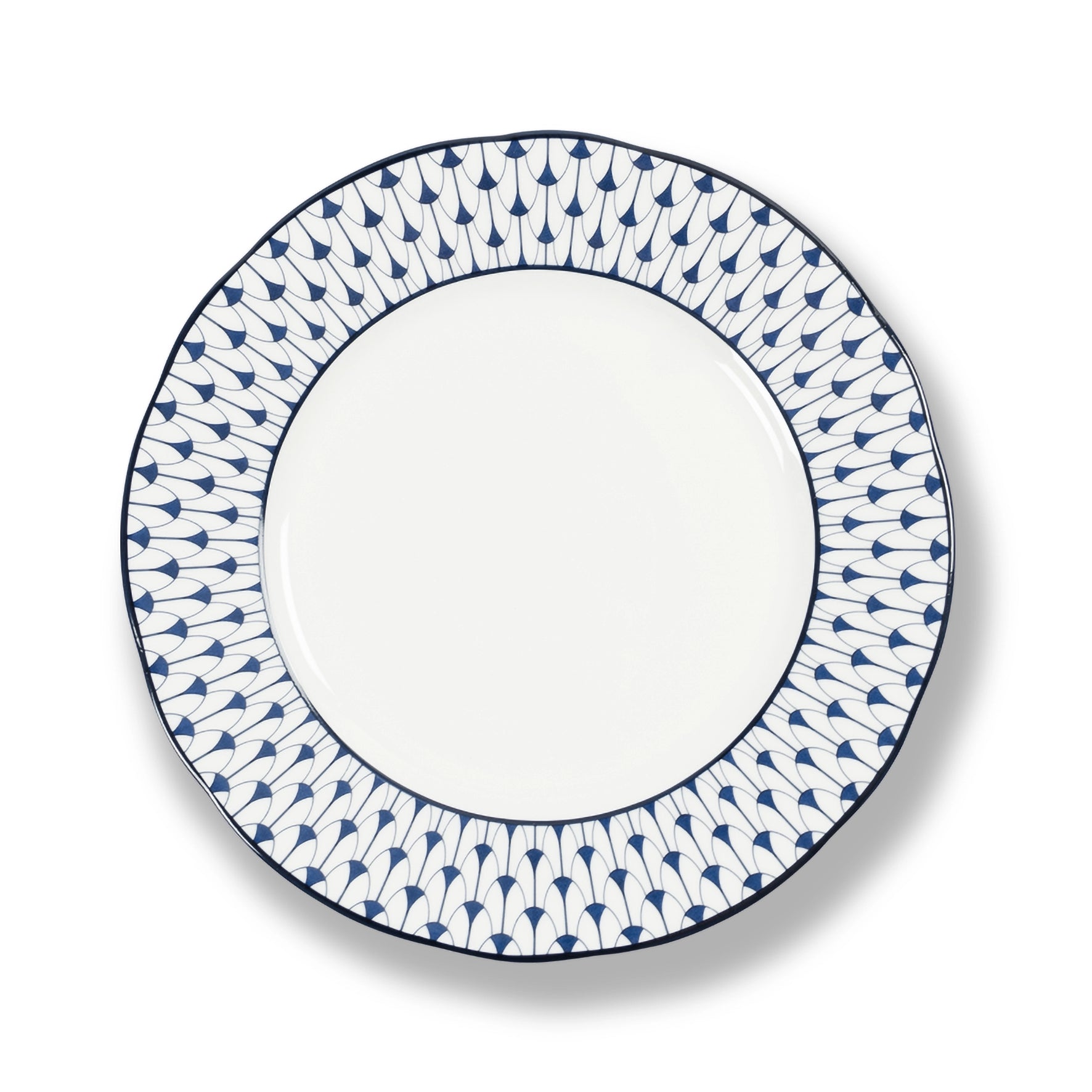 Lohr Astor Allegra scallop dinner plate, 10-inch ceramic plate with elegant scalloped edges, ideal for serving meals.