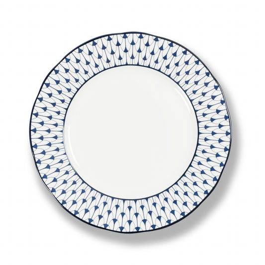 Lohr Astor Allegra Scallop Dinner Plate in blue and white, top view