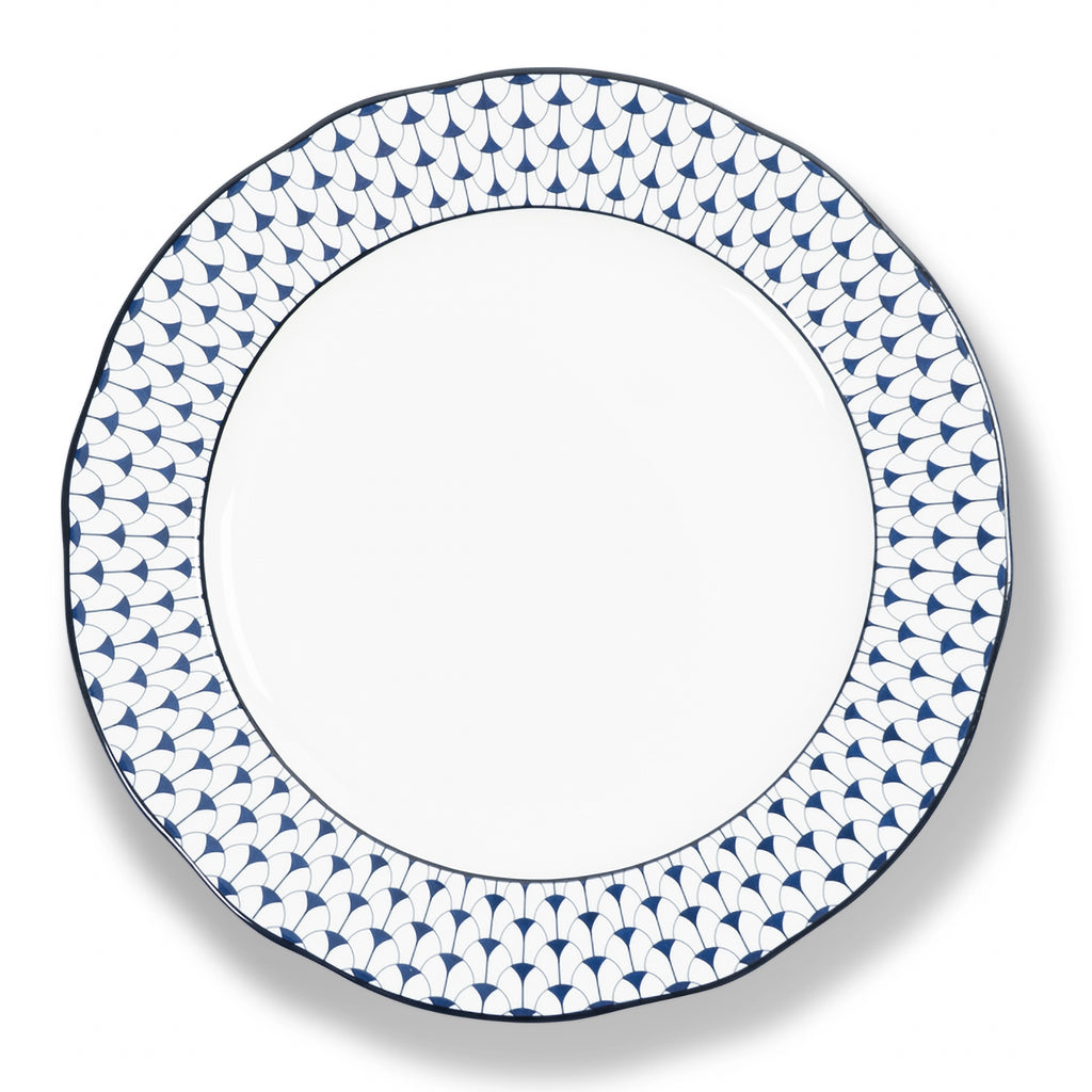 Lohr Astor Allegra 12-inch round scallop rimmed charger and serving plate with elegant design and detailed scalloped edge.