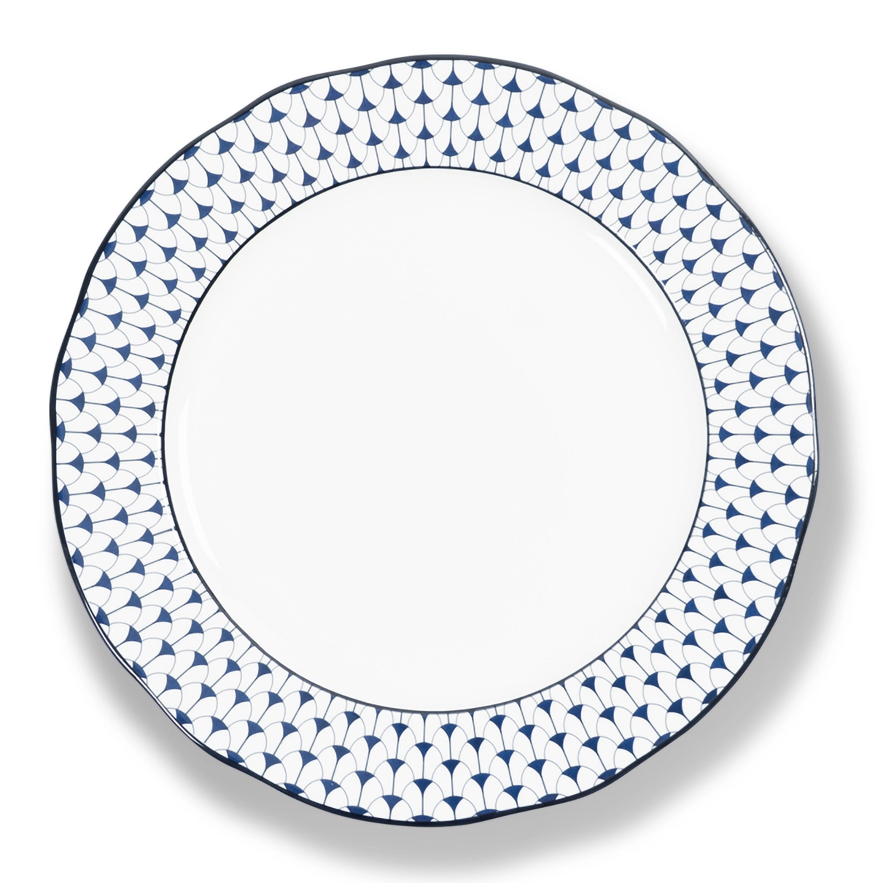 Lohr Astor Allegra 12-inch round scallop rimmed charger and serving plate with elegant design and detailed scalloped edge.