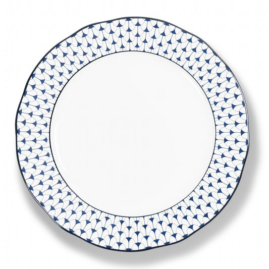Lohr Astor Allegra Scallop Rimmed Charger & Serving Plate in blue and white, top view