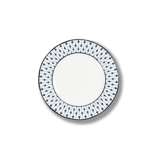 Lohr Astor Allegra Scallop Rimmed Canapé Plate in blue and white, top view