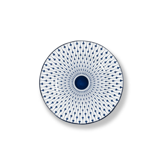 Lohr Astor Allegra Scallop Full Face Side Plate in blue and white, top view