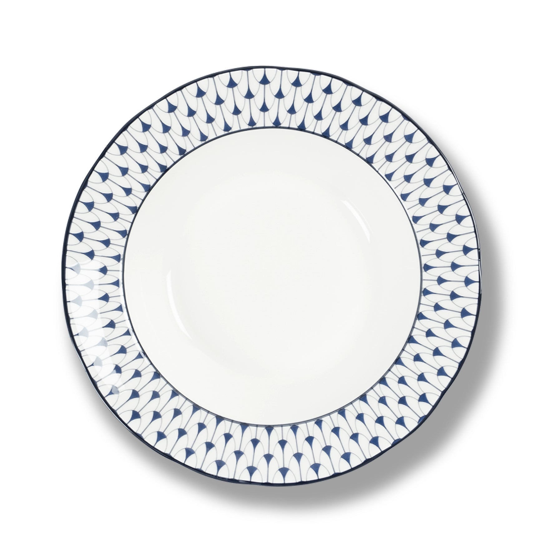 Lohr Astor Allegra scallop soup bowl, 8-inch ceramic dish with a scalloped edge, ideal for serving soups and stews.