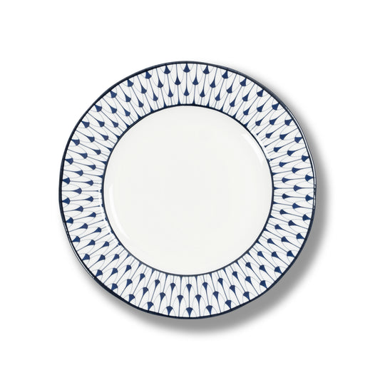 Lohr Astor Allegra Scallop Rimmed Starter Plate in blue and white, top view