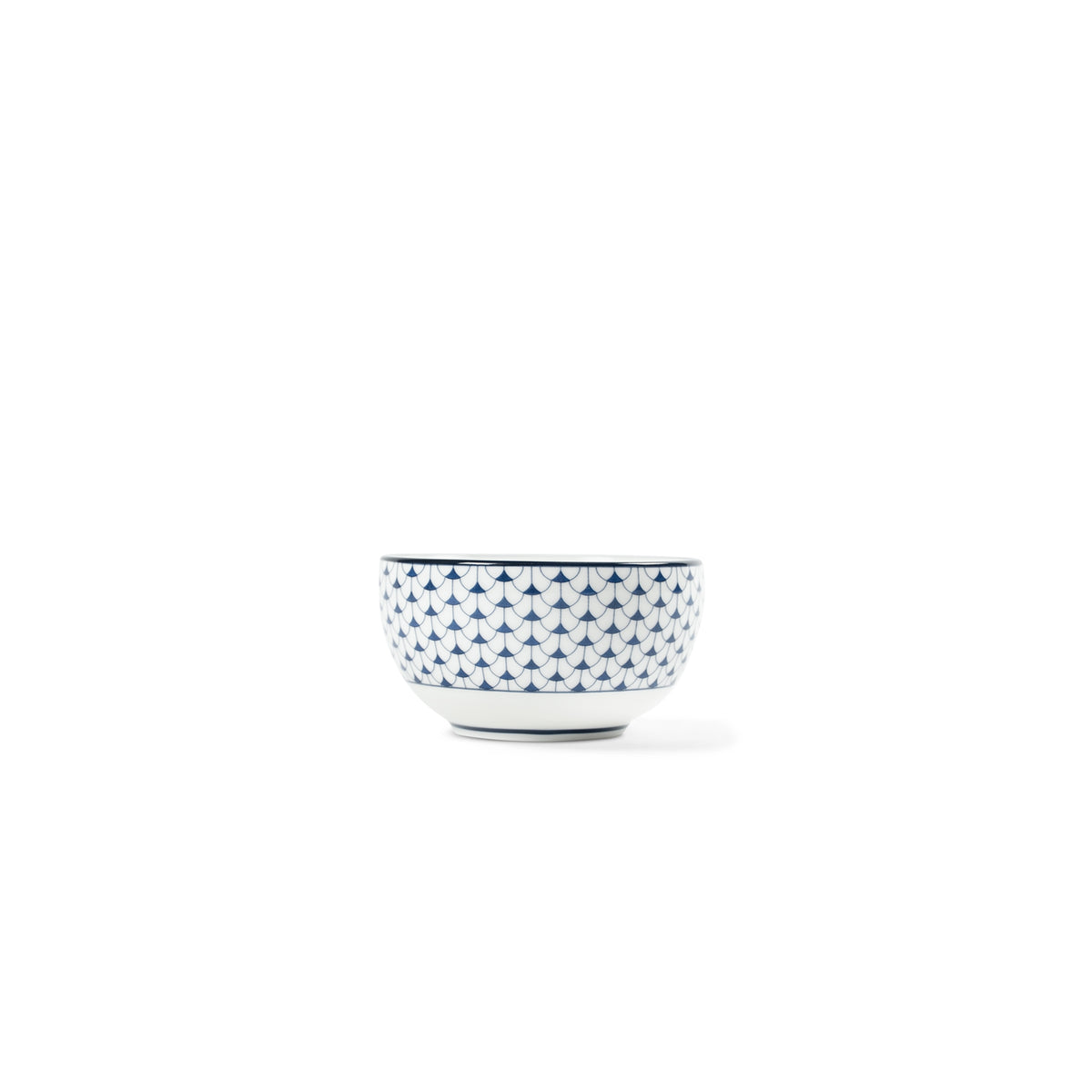 Lohr Astor Allegra Scallop Dip & Sugar Bowl in blue and white, side view