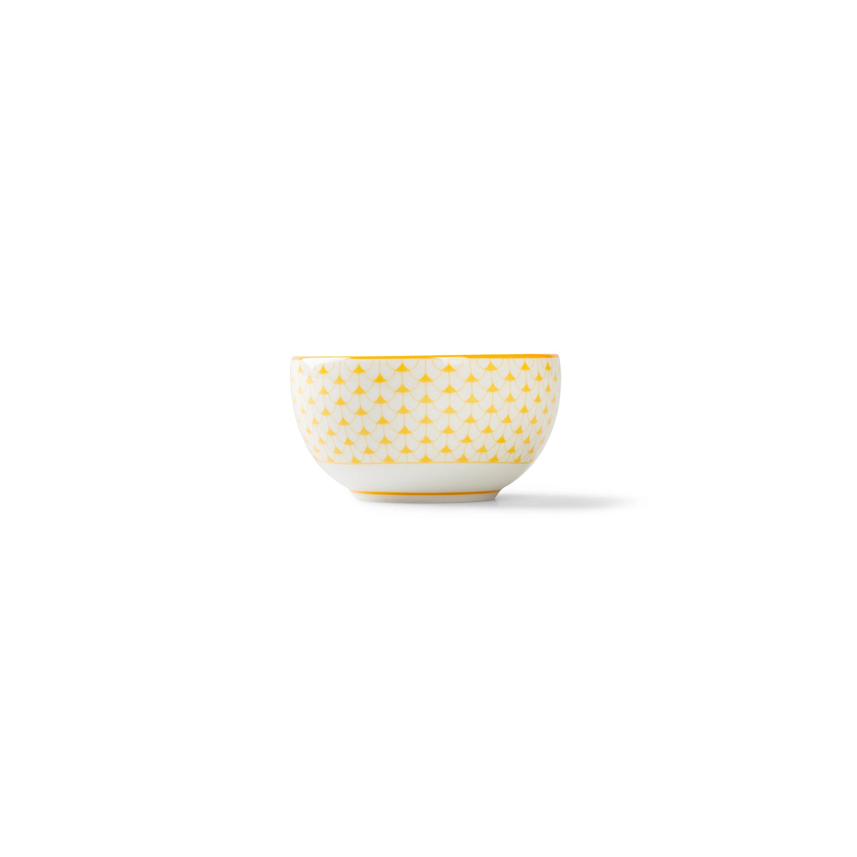 Lohr Astor Allegra Scallop Dip & Sugar Bowl in yellow and white, side view