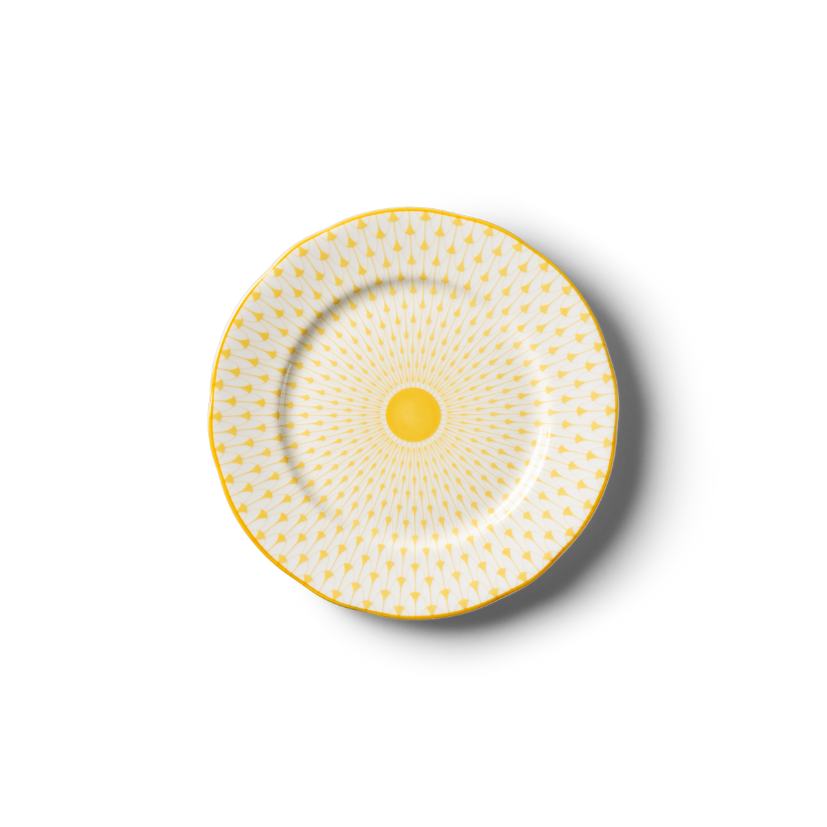 Lohr Astor Allegra Scallop Full Face Side Plate in yellow and white, top view