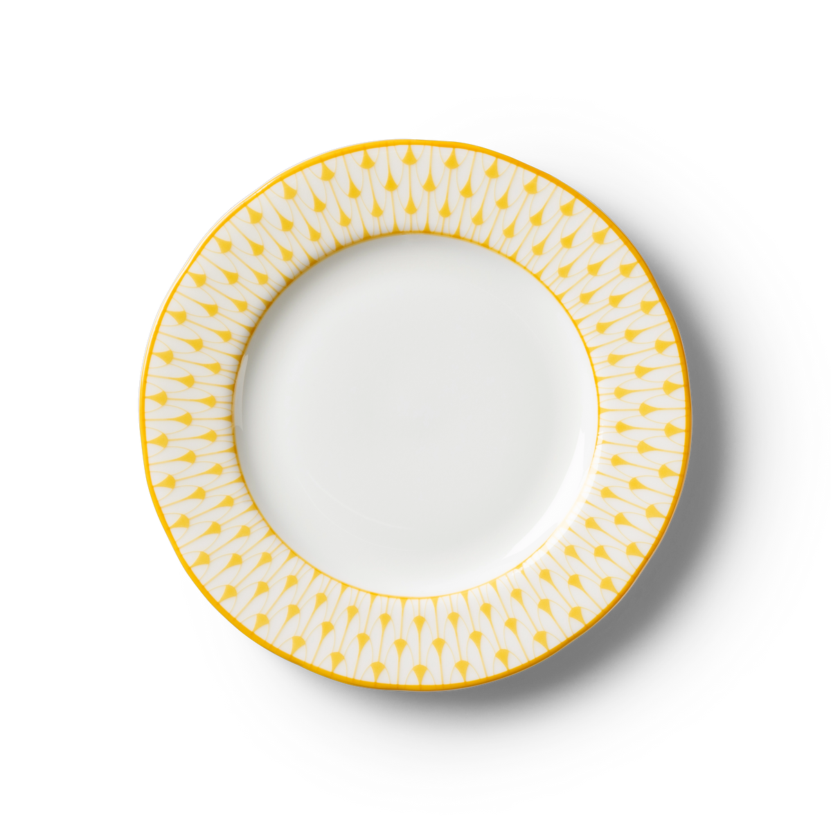 Lohr Astor Allegra Scallop Rimmed Starter Plate in yellow and white, top view