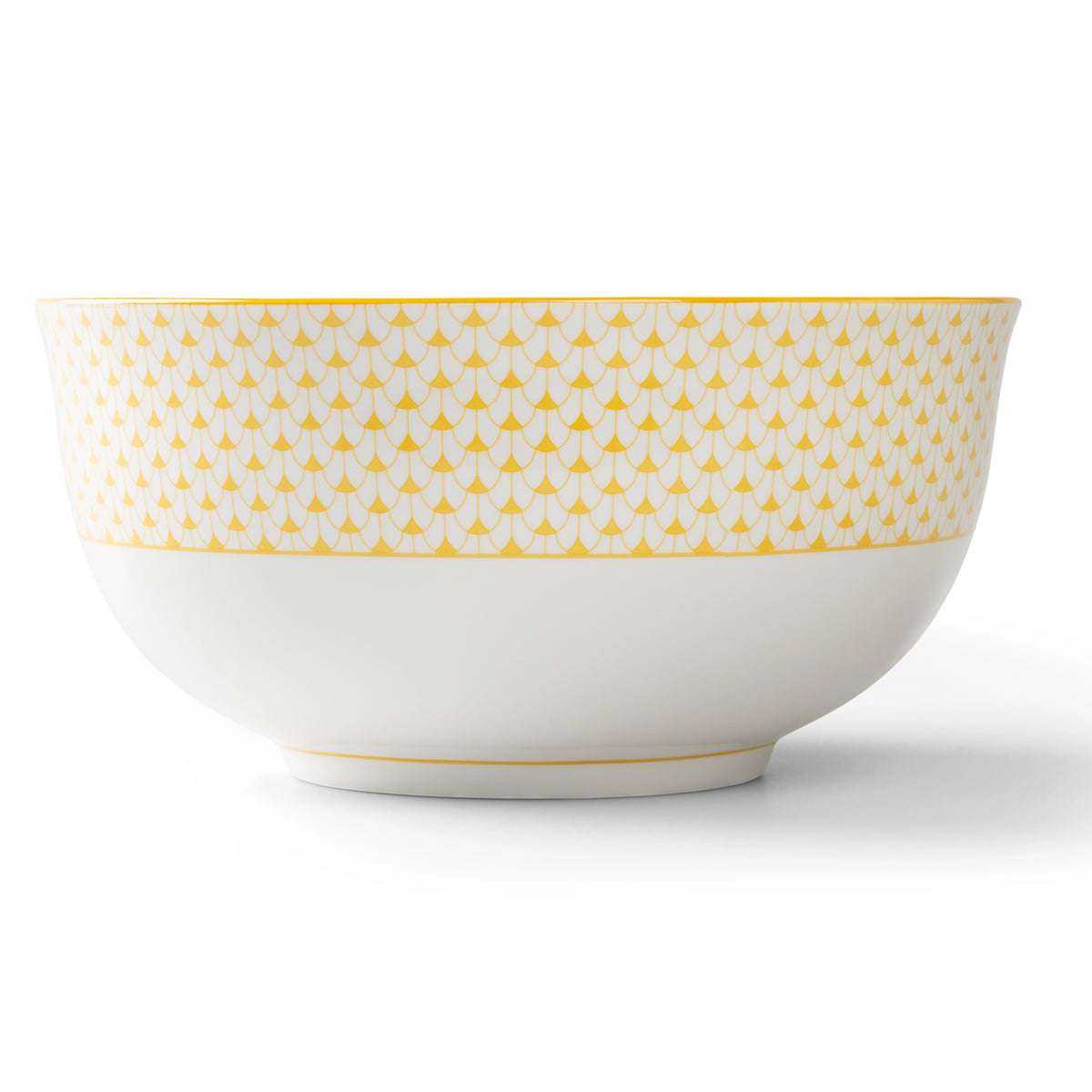 Lohr Astor Allegra Scallop Large Serving Bowl in yellow and white, side view