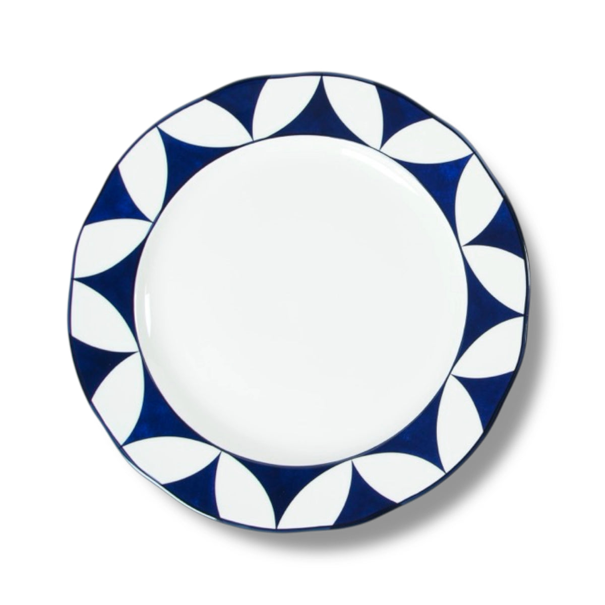 Lohr Astor Waldorf Star Rimmed Dinner Plate in blue and white, top view