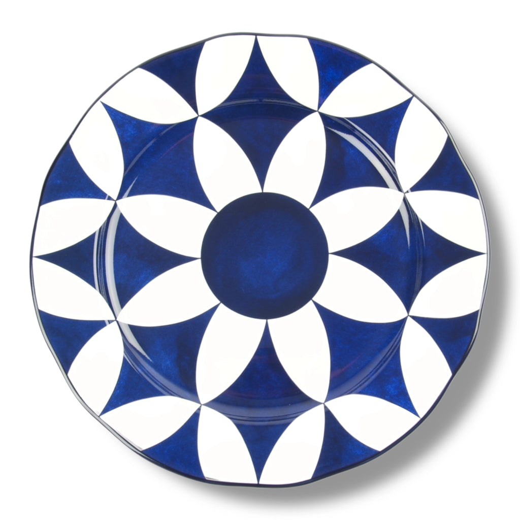 Lohr Astor Waldorf Star Full Face Charger & Serving Plate in blue and white, top view