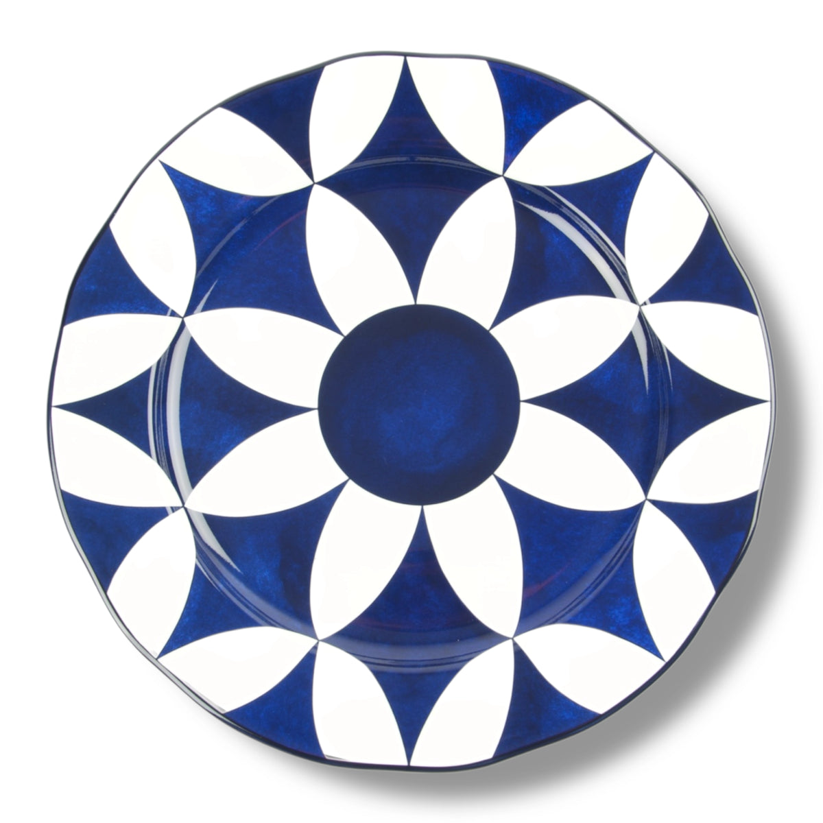 Lohr Astor Waldorf Star Full Face Charger & Serving Plate in blue and white, top view