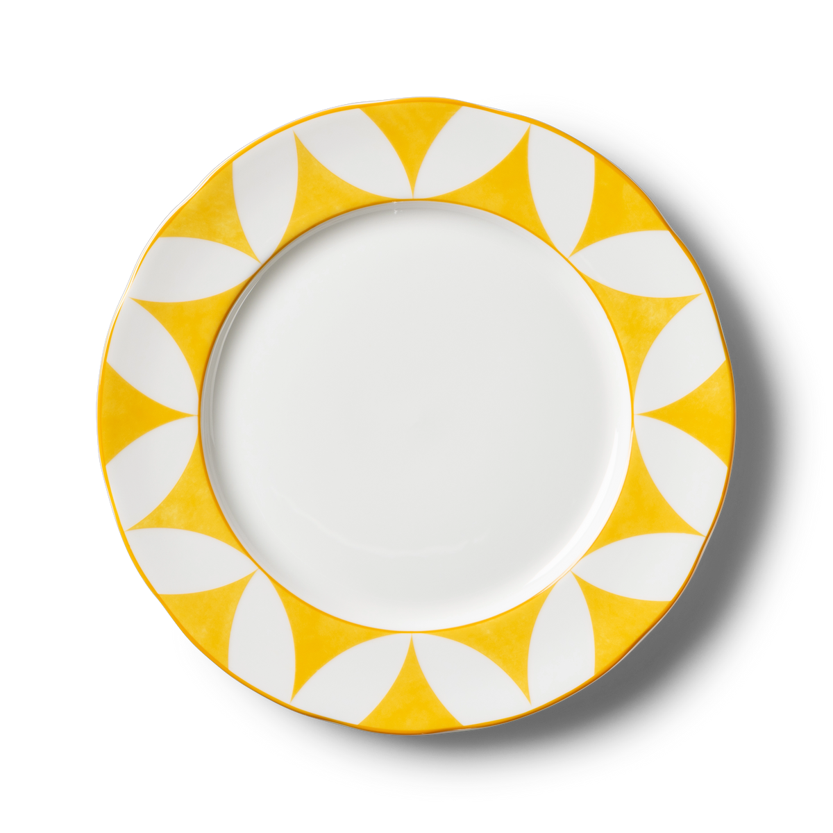 Lohr Astor Waldorf Star Rimmed Charger & Serving Plate in yellow and white, top view