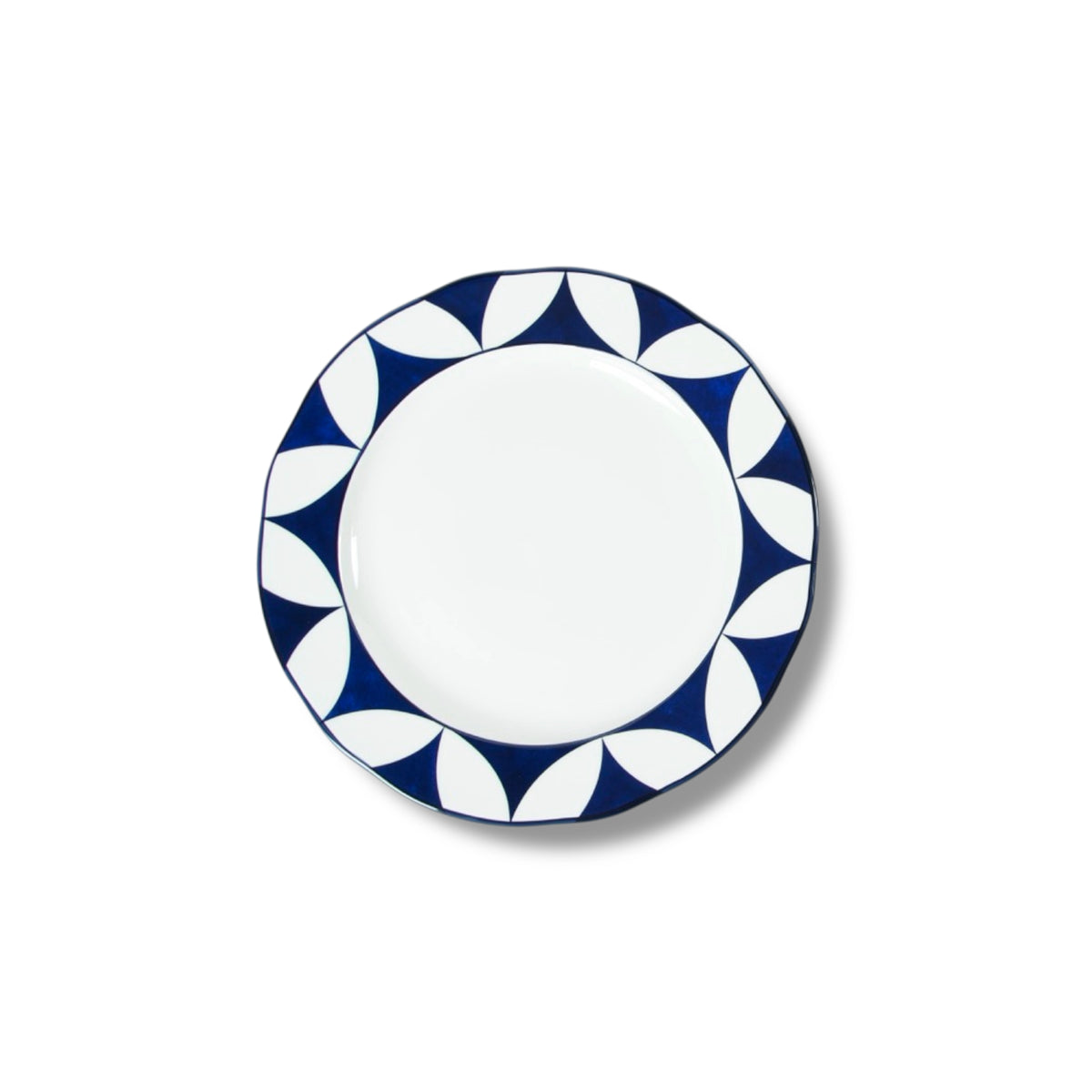 Lohr Astor Waldorf Star Rimmed Canapé Plate in blue and white, top view