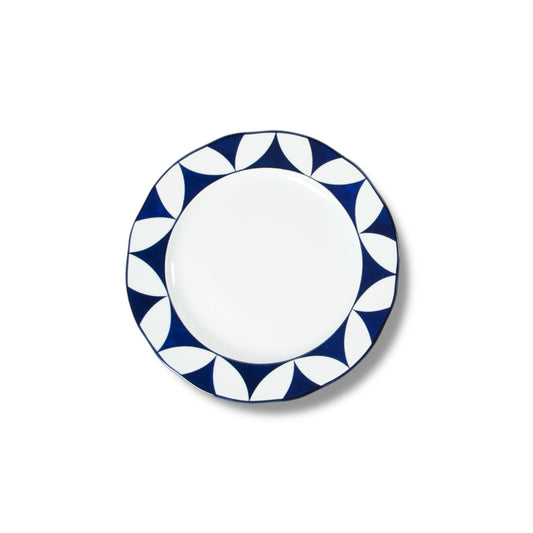 Lohr Astor Waldorf Star Rimmed Canapé Plate in blue and white, top view