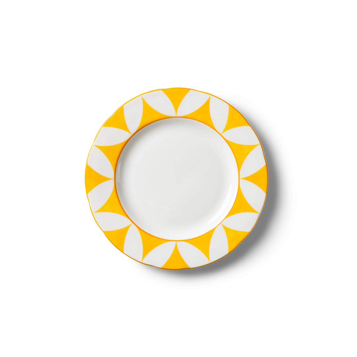 Lohr Astor Waldorf Star Rimmed Canapé Plate in yellow and white, top view