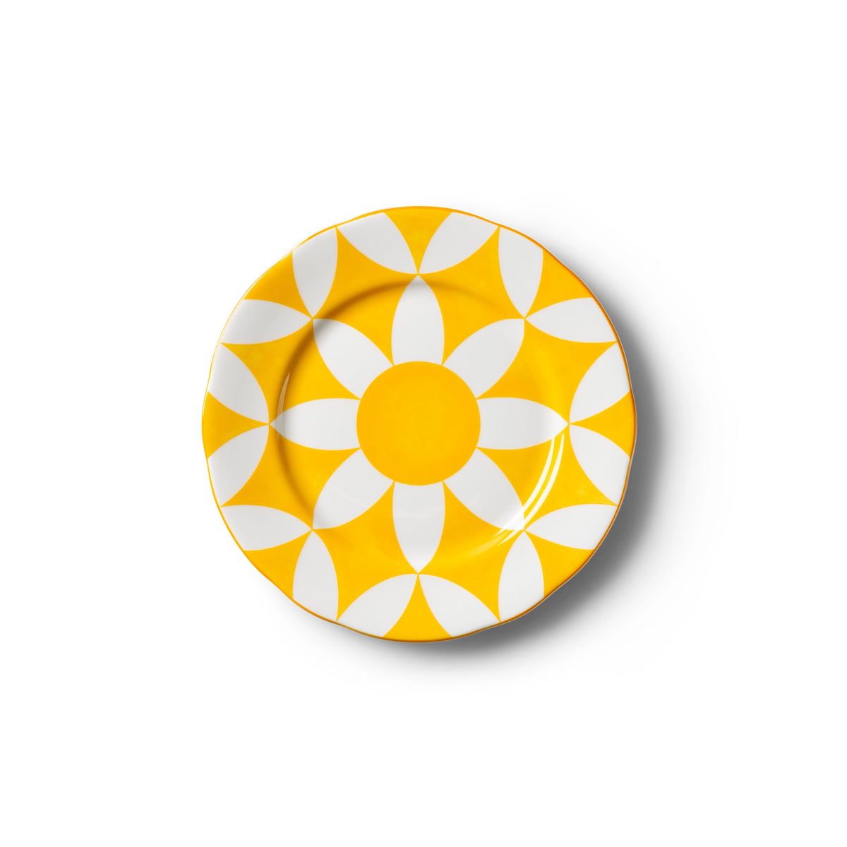 Lohr Astor Waldorf Star Full Face Side Plate in yellow and white, top view