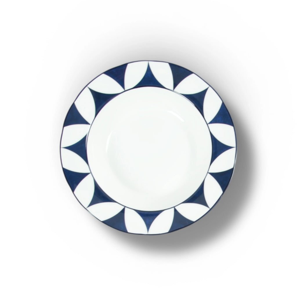 Lohr Astor Waldorf Star Soup Bowl in blue and white, top view