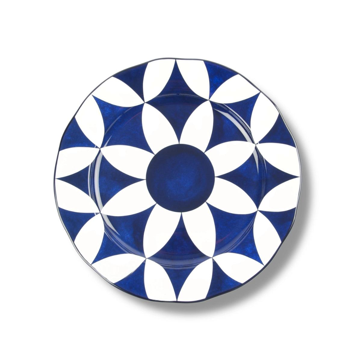 Lohr Astor Waldorf Star Full Face Dessert Plate in blue and white, top view