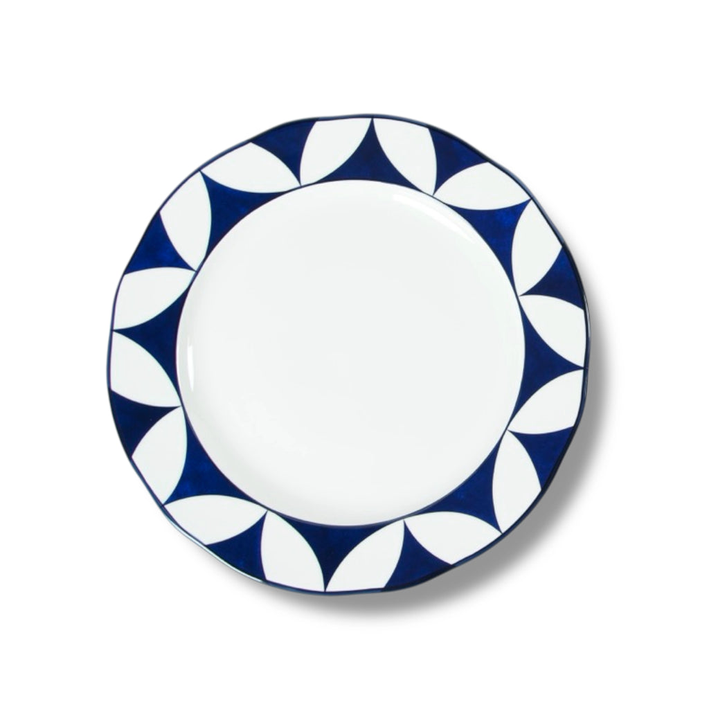 Lohr Astor Waldorf Star Rimmed Starter Plate in blue and white, top view
