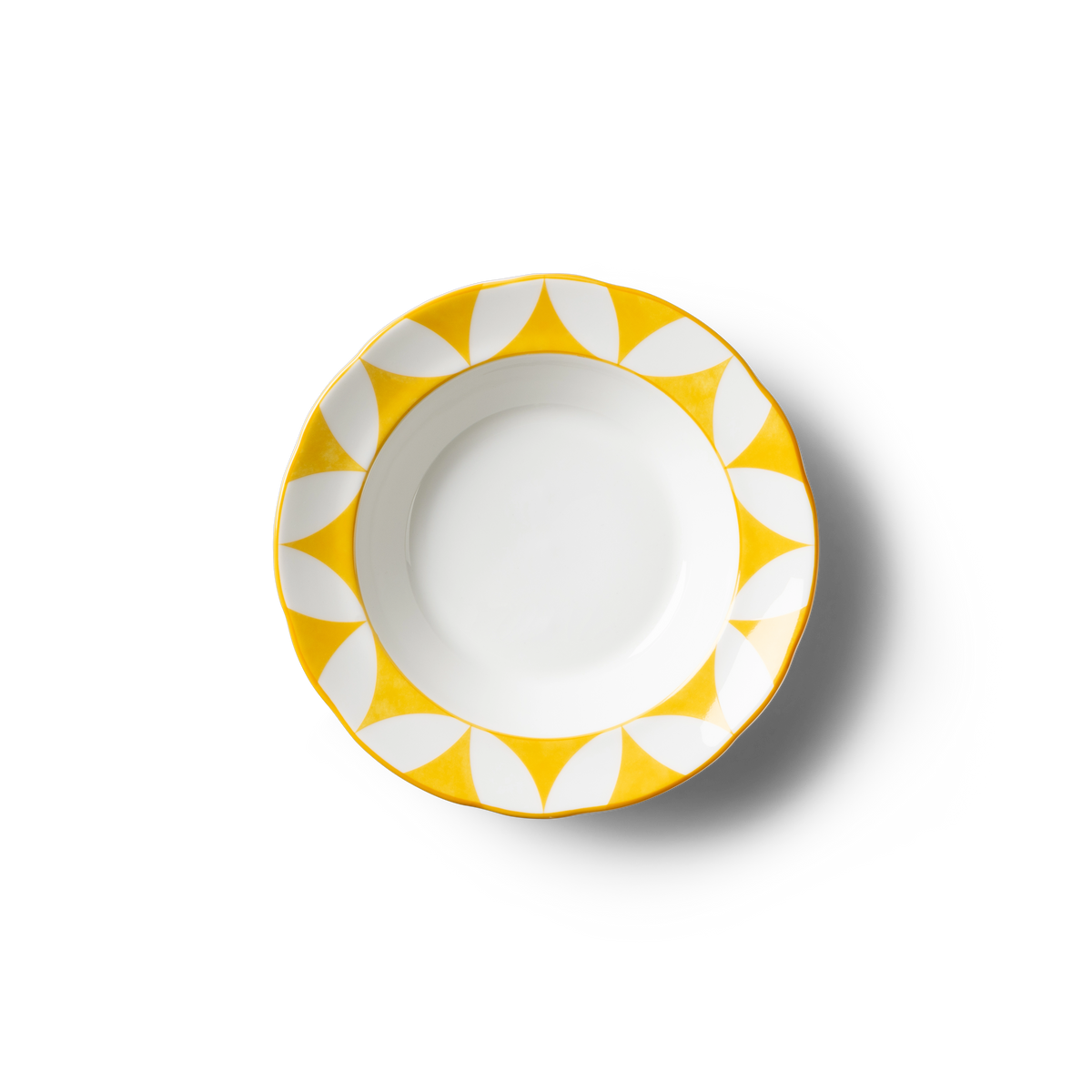 Lohr Astor Waldorf Star Soup Bowl in yellow and white, top view