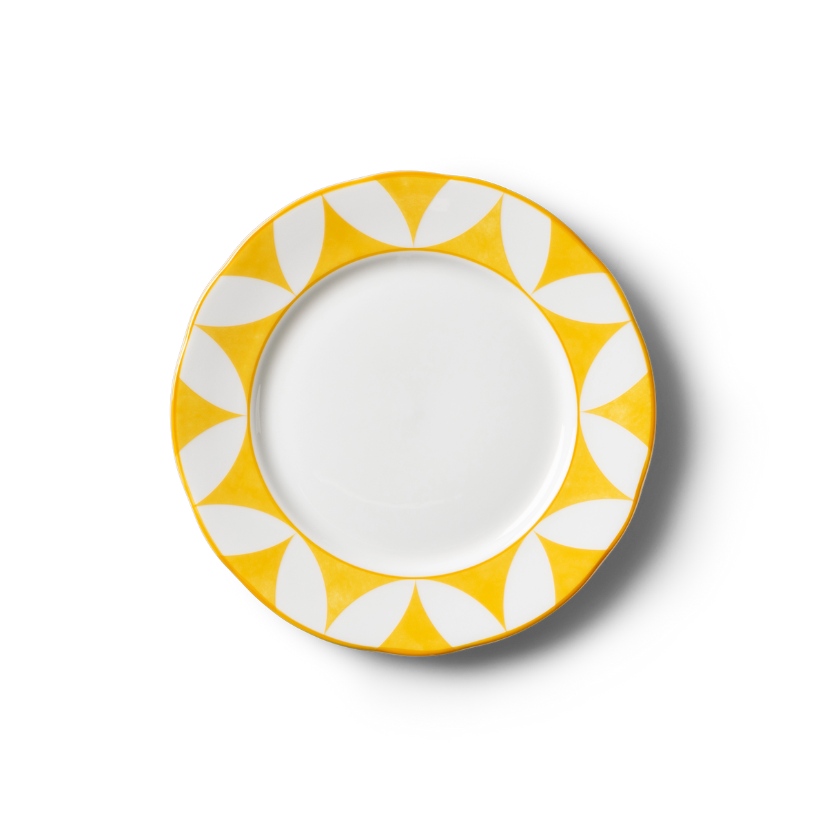 Lohr Astor Waldorf Star Rimmed Starter Plate in yellow and white, top view