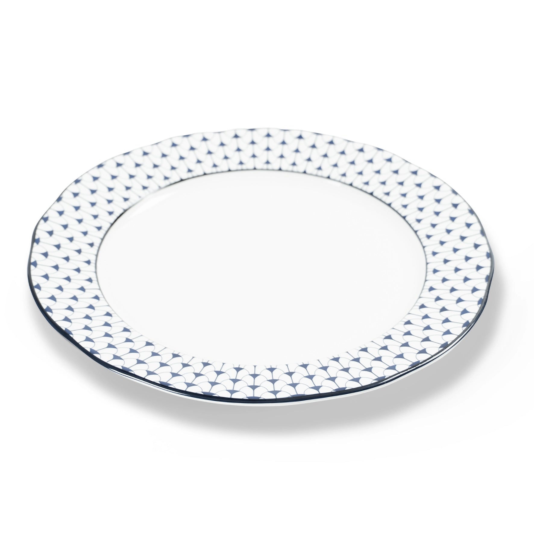 Lohr Astor Allegra 12-inch round scallop rimmed charger or serving plate with elegant scalloped edges.