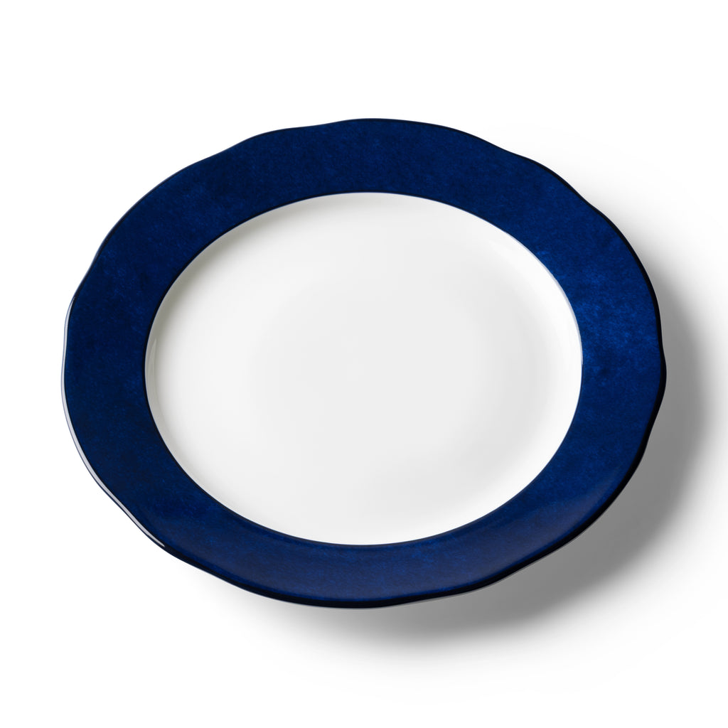Lohr Astor India Cloud 12-inch rimmed charger plate with intricate blue and white traditional design for serving or display.