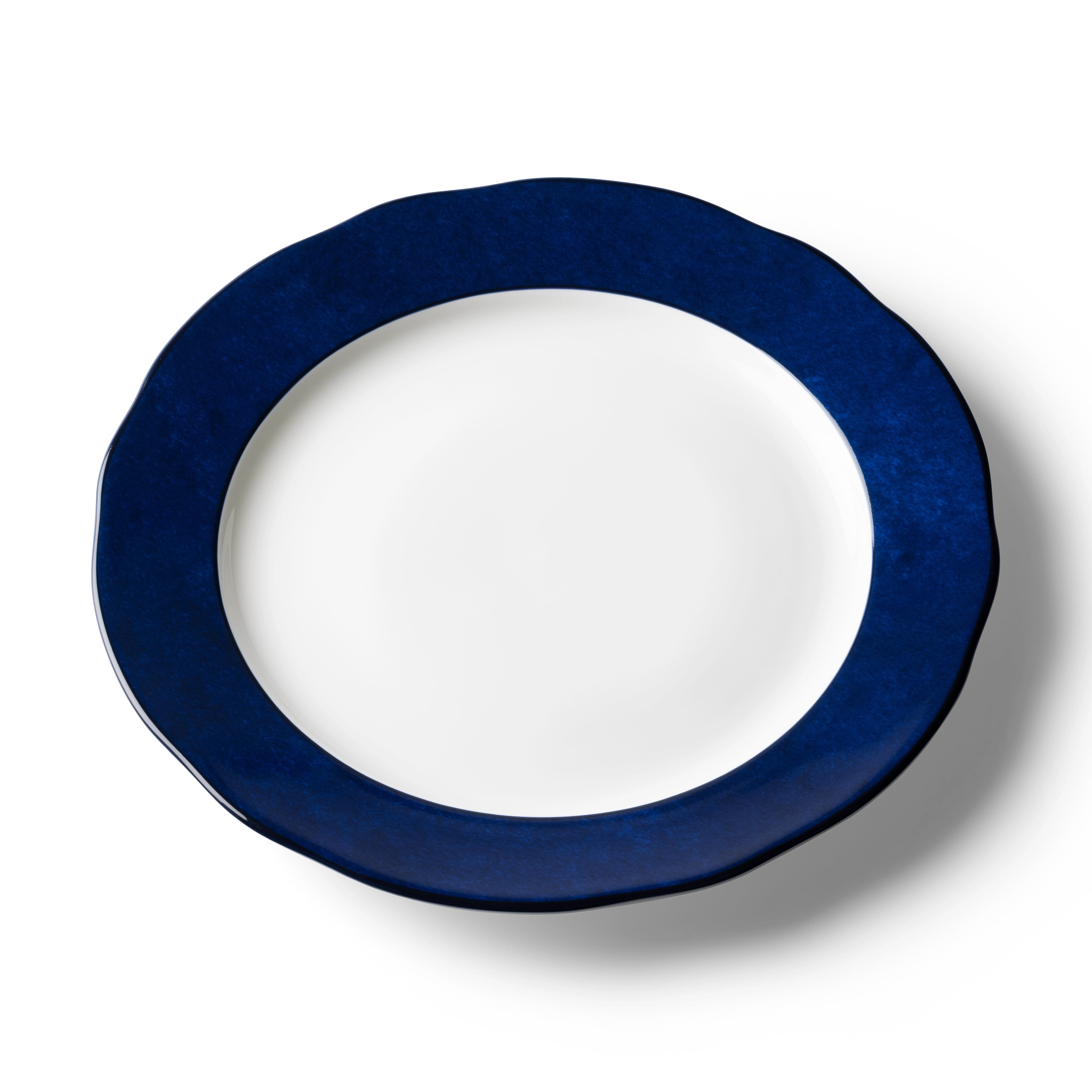Lohr Astor India Cloud 12-inch rimmed charger plate with intricate blue and white traditional design for serving or display.