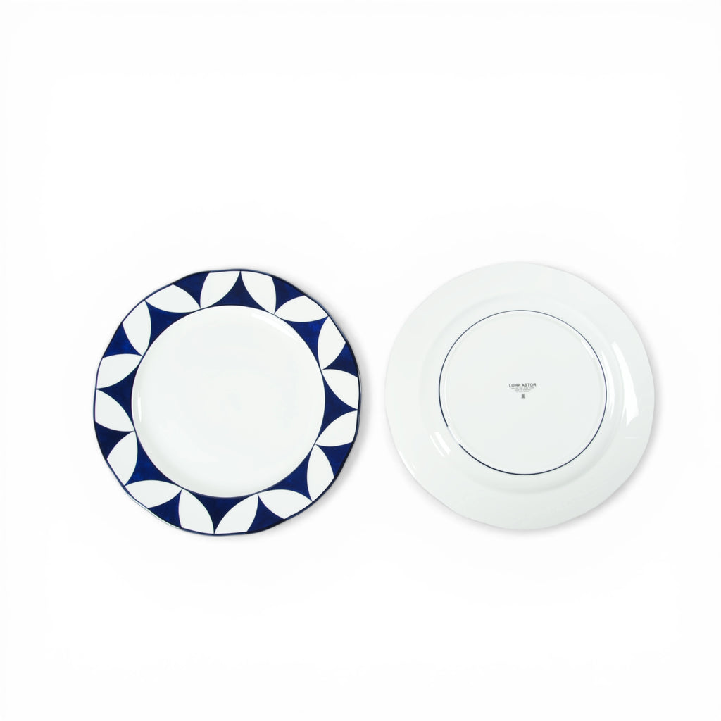 Lohr Astor Waldorf Star rimmed 10-inch dinner plate with elegant design and decorative gold accents.