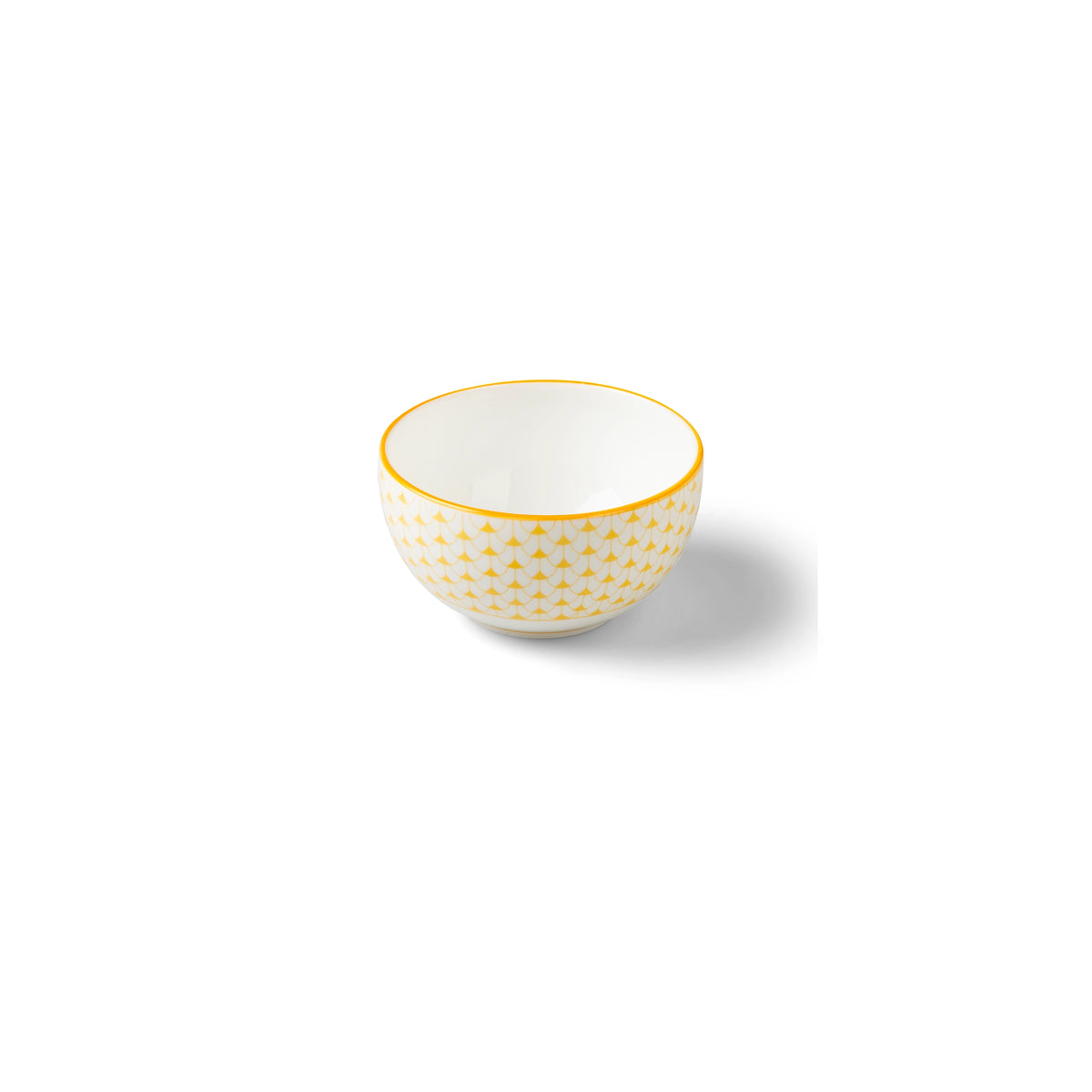 Lohr Astor Allegra Scallop Dip & Sugar Bowl in yellow and white, angled view