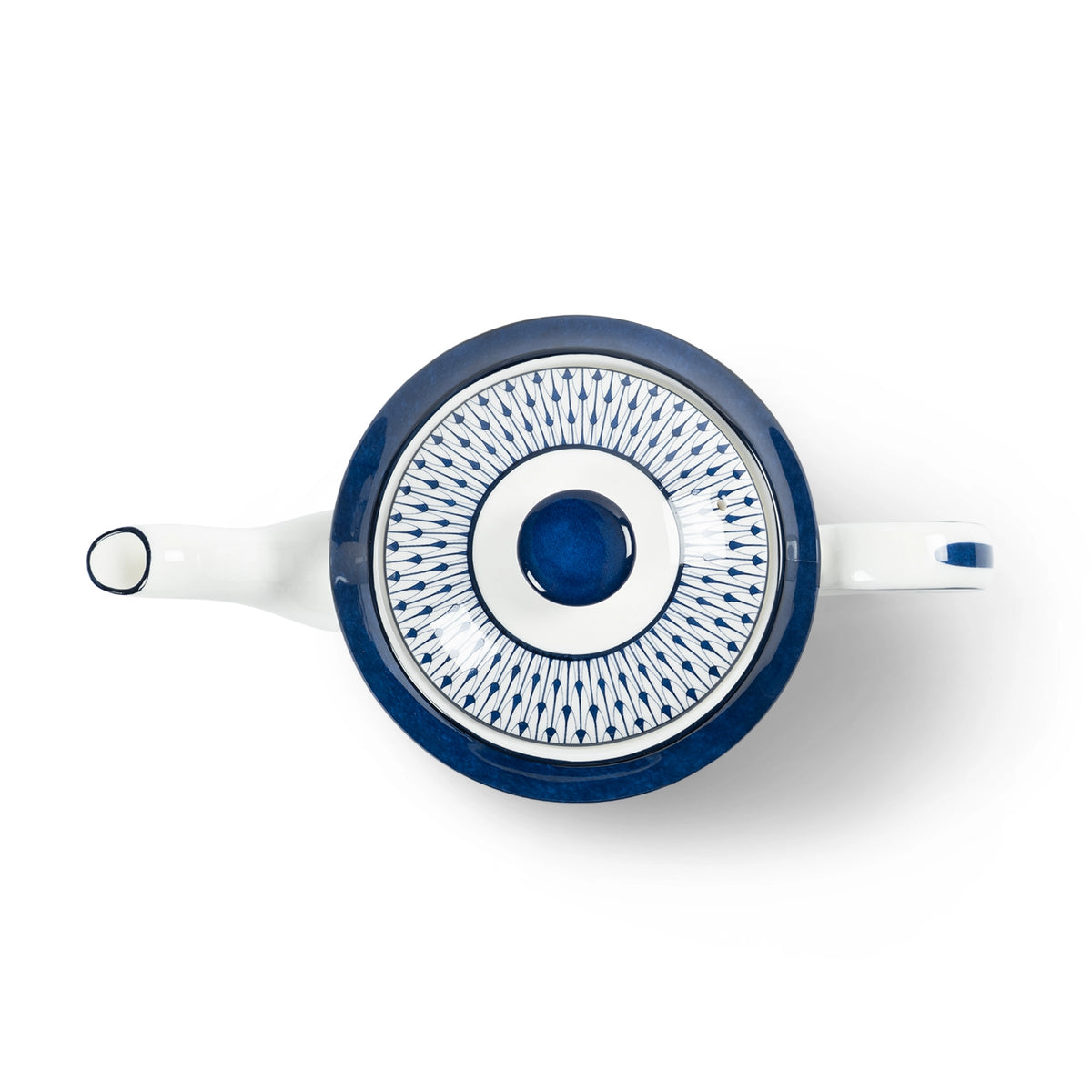Lohr Astor Allegra Scallop Teapot in blue and white, top view