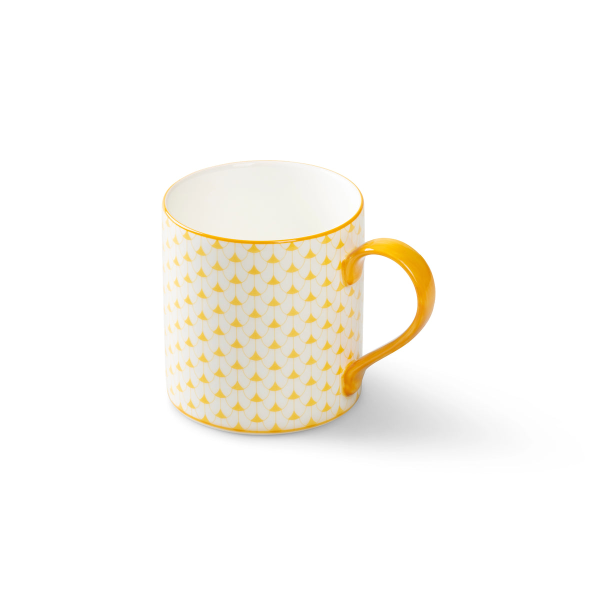 Lohr Astor Allegra Scallop Mug in yellow and white, angled view