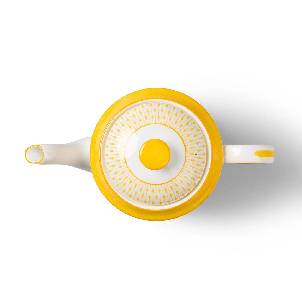 Lohr Astor Allegra Scallop Teapot in yellow and white, top view