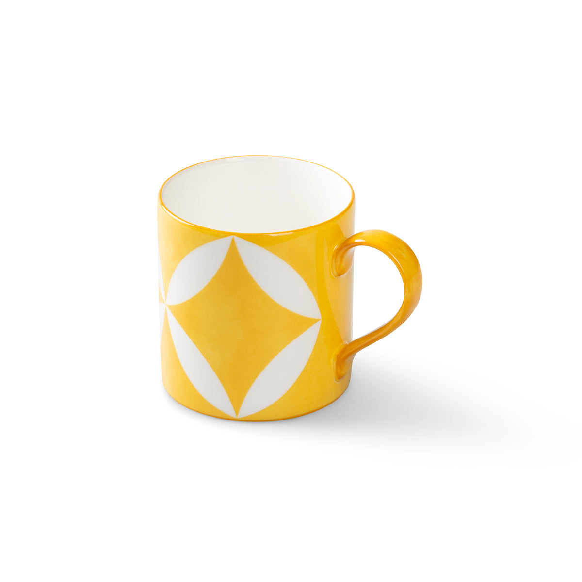 Lohr Astor Waldorf Star Mug in yellow and white, angled view