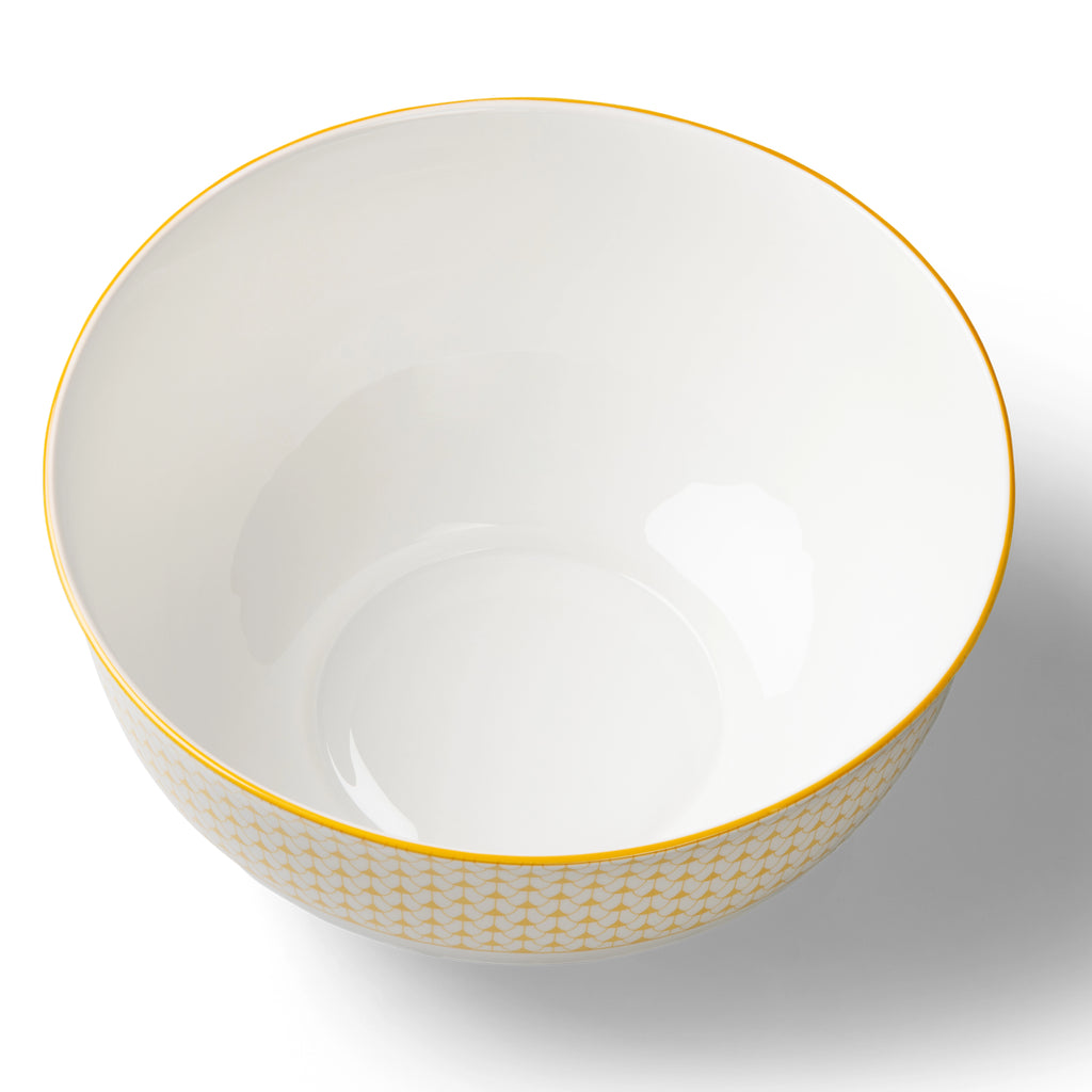 Lohr Astor Allegra Scallop Large Serving Bowl in yellow and white, top view
