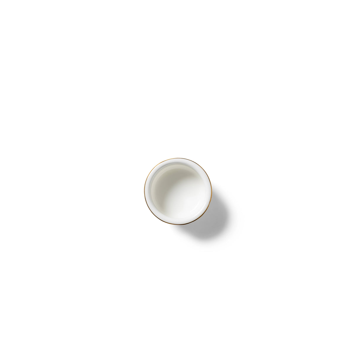Lohr Astor India Cloud Spice Pot, top view of white interior and gold rim